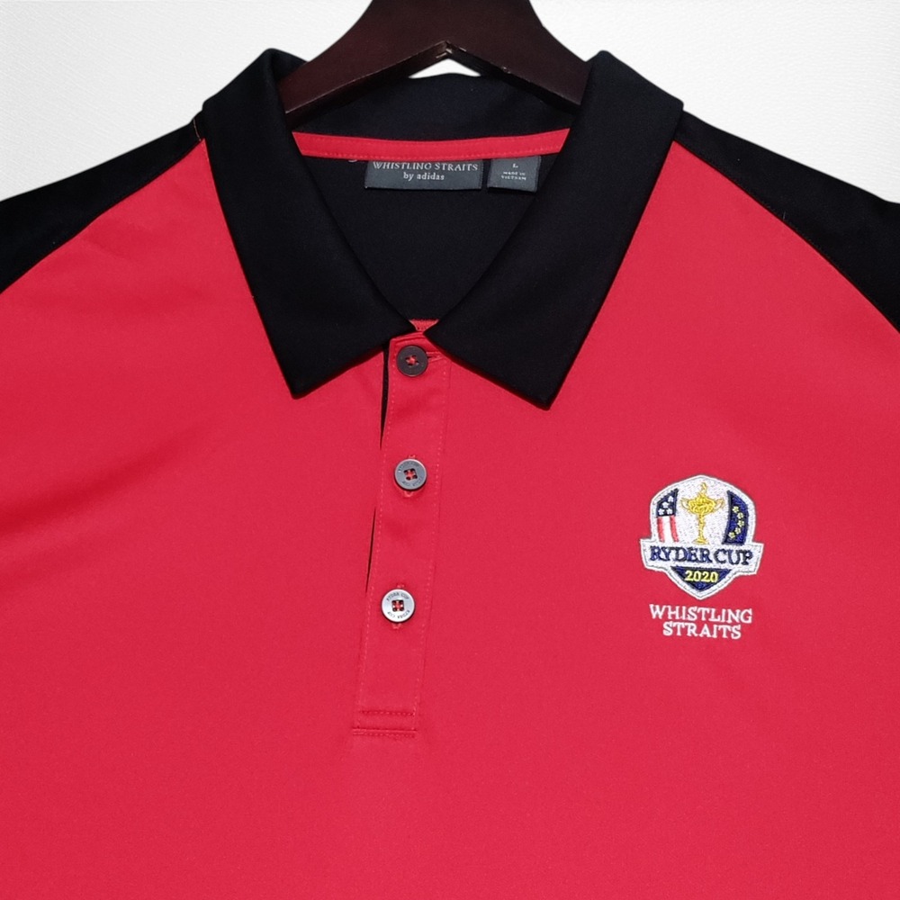Whistling‎ Straits 2020 RYDER CUP Adidas Golf Polo Shirt Mens Large Red Black